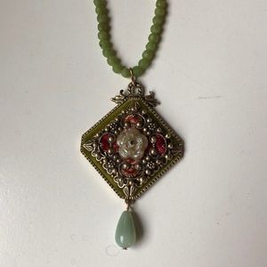 Jill Schwartz one of a kind jade bead necklace brand new